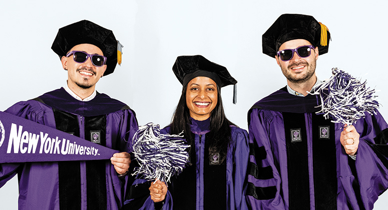 LATINX INSTITUTE FOR HUMAN RIGHTS SCHOLARS David Jimenez Restrepo and Andrés Orr were hooded by Alina Das ’05, James Weldon Johnson Professor