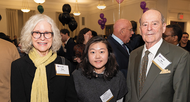   Blumberg Family Scholar Stephanie Shim ’25 with Kate Farrel and Robert Blumberg ’64 