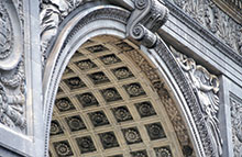A close up of The Arch in Washington Square Park