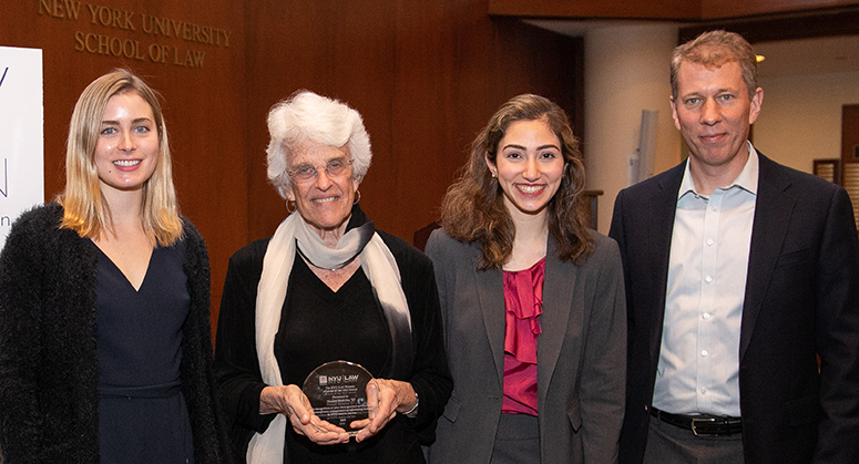 Cara Hume '20, Nancy Stearns '67, Nikta Daijavad '20, Dean Trevor Morrison