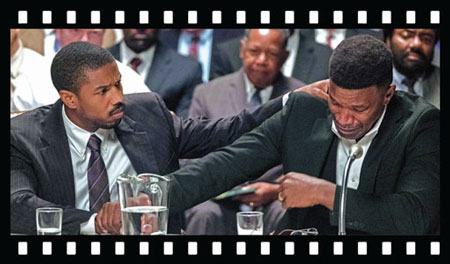 Actors Michael B. Jordan  and Jamie Foxx in Just Mercy