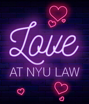 Love at NYU Law in neon light