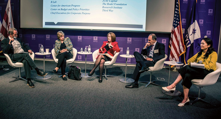 Eduardo Porter, Randi Weingarten, Maureen Conway, Vincent Alvarez, and Felicia Wong