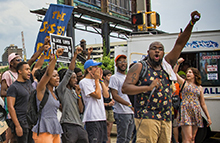 Group of people at a protest