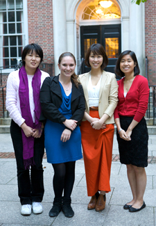 Wei Zhang '13, Lauren Burke '09, Dahsong Kim '13, Christina Chen '13 (L to R)