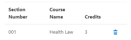 Course Name & Section Selected