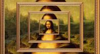 A series of copies of paintings of the Mona Lisa on top of one another