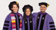 Latinx rights scholars Astrid Reyes Bonilla and Gerardo Romo were hooded by Professor Alina Das ’05