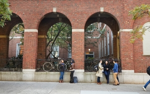People in front of Vanderbilt Hall arches