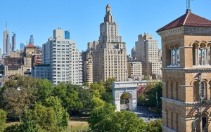 View of Washington Square Arch and skyline