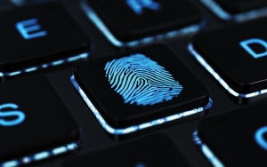 Computer keyboard keys with fingerprint