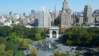View of Washington Square arch and skyline