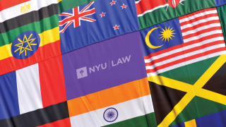 World flags with NYU Law flag 