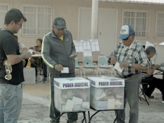 Two men vote in judicial elections in Mexico