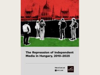 This is the cover of a report about independent media in Hungary. 