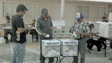 Two men vote in judicial elections in Mexico