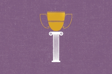 Illustration of trophy on top of column to represent award in law