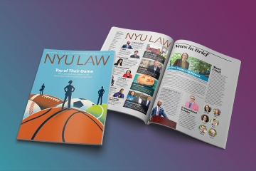 NYU Law Magazine cover and opening spread