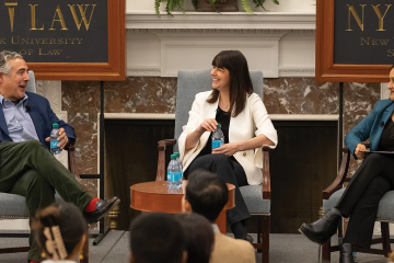 Noel Francisco, Elizabeth Prelogar, and Vanita Gupta in conversation before an audience