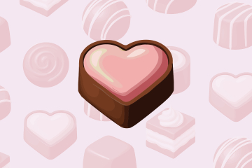 Illustration of a heart shaped bonbon