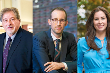 Barry Adler, Adam Cox, and V. Patrice Wylly, recipients of the 2026 NYU Law Distinguished Awards