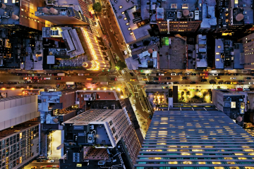 Aerial view of city streets