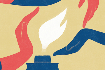 Illustration of a flame with hands surrounding it