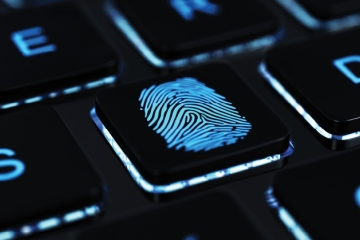 Computer keyboard keys with fingerprint