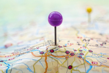 map with purple pin