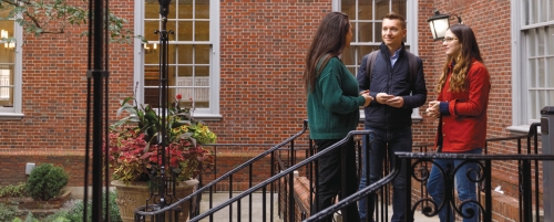Students at the doorway of Vanderbilt Hall