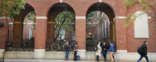 People in front of Vanderbilt Hall arches