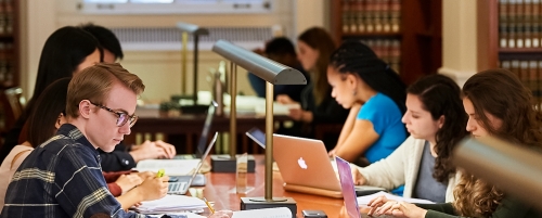 Students studying in the library