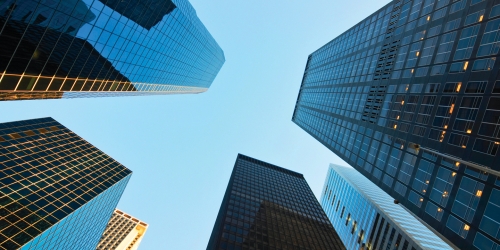 View of skyscrapers from ground up