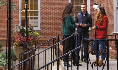 Students at the doorway of Vanderbilt Hall