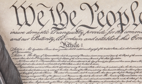 Close up of the Constitution