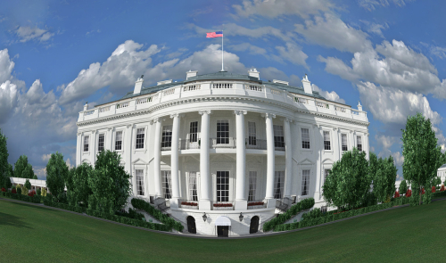 Photo illustration of distorted White House