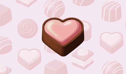 Illustration of a heart shaped bonbon
