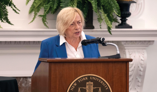 Janet Mills at lectern