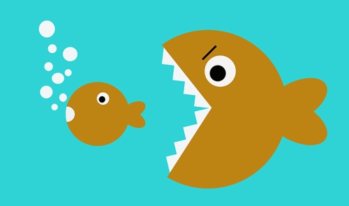 Illustration of large fish eating small fish