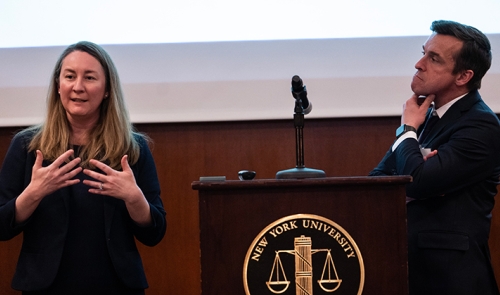 Chancellor Kathaleen McCormick gives the Distinguished Jurist Lecture.