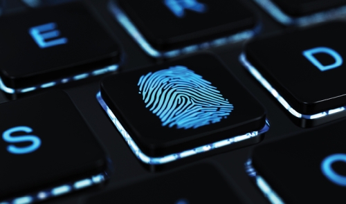 Computer keyboard keys with fingerprint