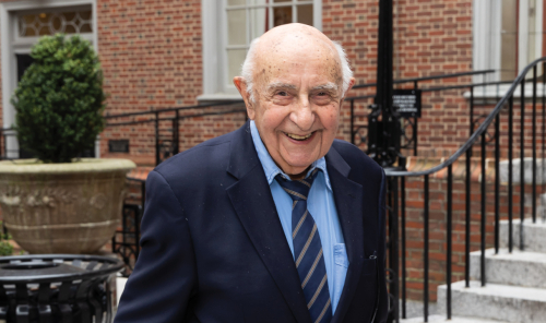 Theodor Meron outside Law School