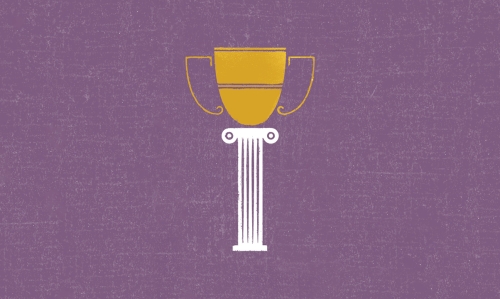 Illustration of trophy on top of column to represent award in law