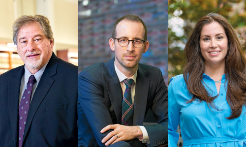 Barry Adler, Adam Cox, and V. Patrice Wylly, recipients of the 2026 NYU Law Distinguished Awards