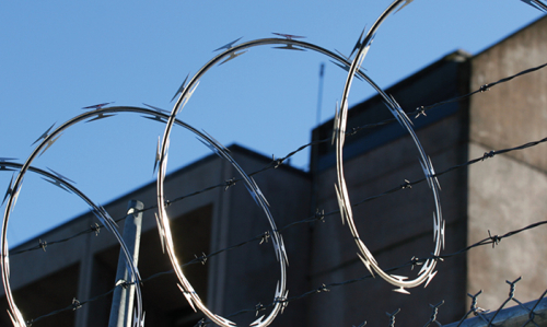 Barbed wire at Corrections facility