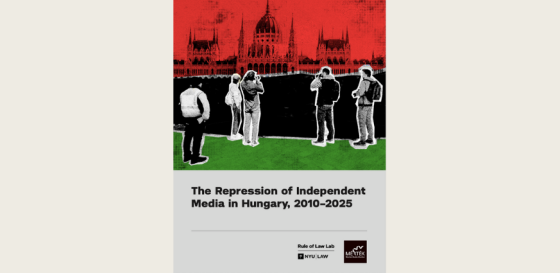 This is the cover of a report about independent media in Hungary. 