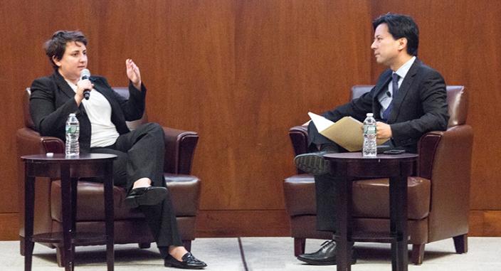 Julie Fink and Kenji Yoshino in discussion