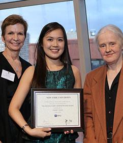 Tammy Dang accepting NYU Distinguished Administrator Award