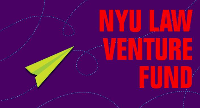 flying paper plane illustration, says "NYU Law Venture Fund"