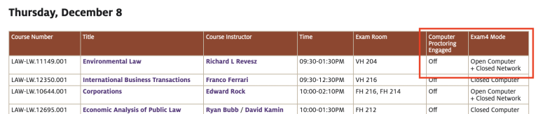 Exam Schedule